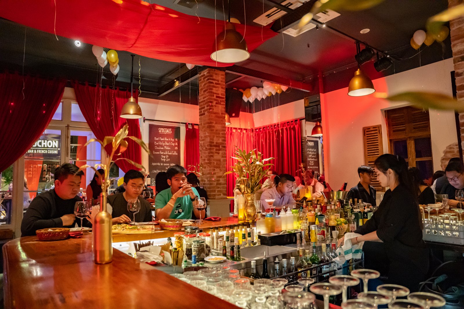 Inside Bouchon Wine Bar, a French restaurant in downtown Phnom Penh