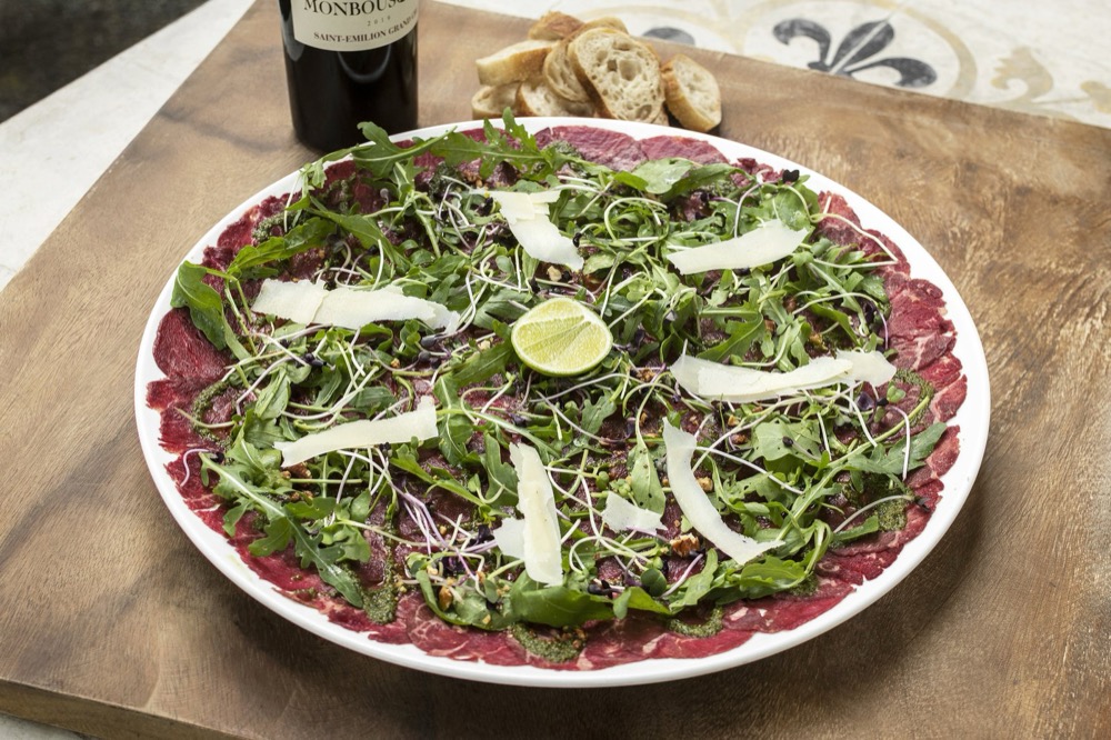 Beef carpaccio at Bouchon Wine Bar